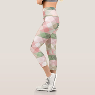 geometrisch pastellfarbenes Rautenmuster Capri Leggings