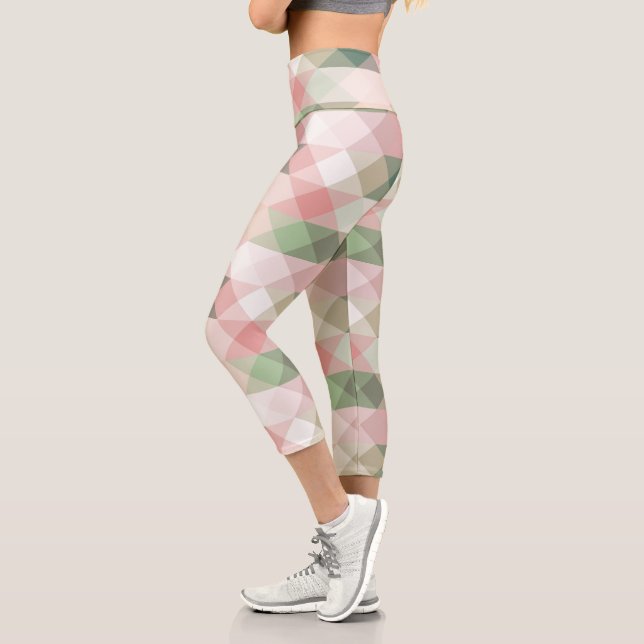 geometrisch pastellfarbenes Rautenmuster Capri Leggings (Links)