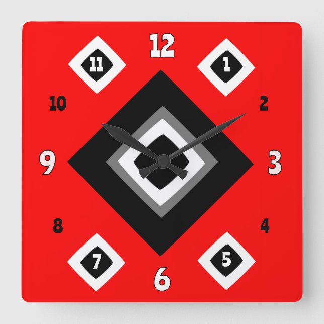 Geometrisch Quadratische Wanduhr (Vorderseite)