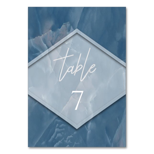 geometrisch-romantische Kalligraphie aus Marmor Tischnummer (Vorderseite)