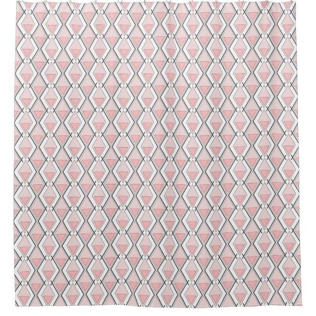geometrisch rosa beige Muster Duschvorhang (Vorderseite)