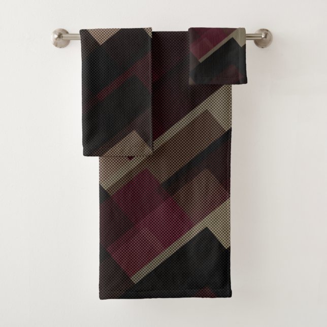 geometrisch rosa braun und beige badhandtuch set (Insitu)
