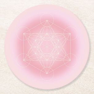 geometrisch, rosa, Metatron, Untersetzer, Zen Runder Pappuntersetzer