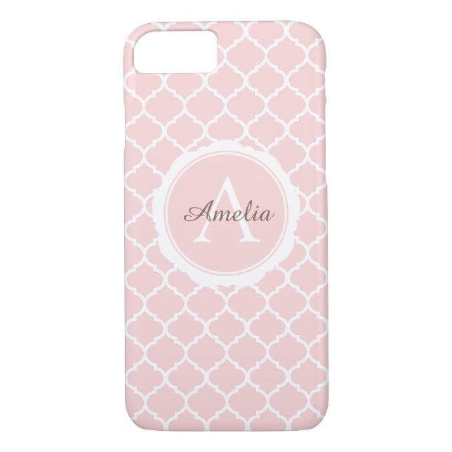 Geometrisch rosa Monogramm Case-Mate iPhone Hülle (Rückseite)