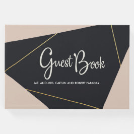 geometrisch rosa schwarz und gold gästebuch