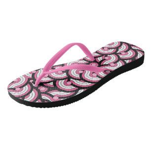 geometrisch rosa, schwarz und weiß flip flops