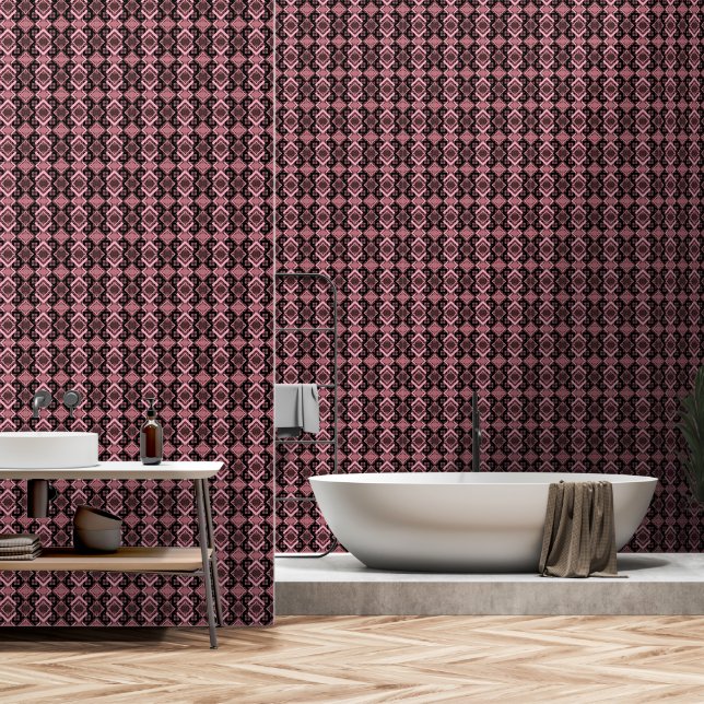 geometrisch rosa tapete (Badezimmer)