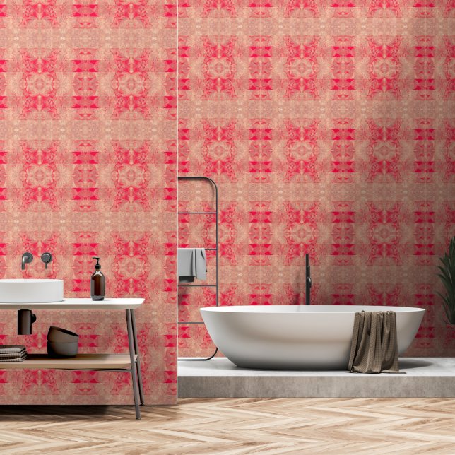 geometrisch rosa tapete (Badezimmer)