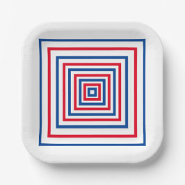 geometrisch-rot-blaue Quadrate für den geometrisch Pappteller