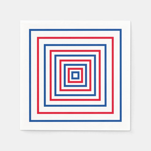 geometrisch-rot-blaue Quadrate für den geometrisch Serviette (Vorderseite)