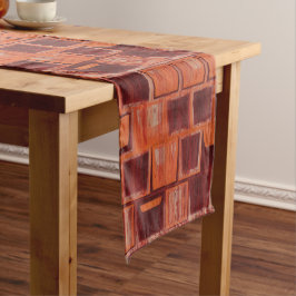 Geometrisch rot und orange mittelgroßer tischläufer