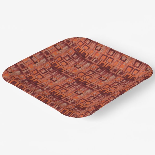 Geometrisch rot und orange pappteller (Gewinkelt)