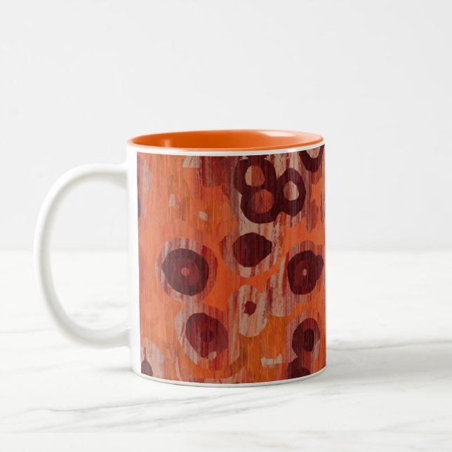 Geometrisch rot und orange zweifarbige tasse (Links)