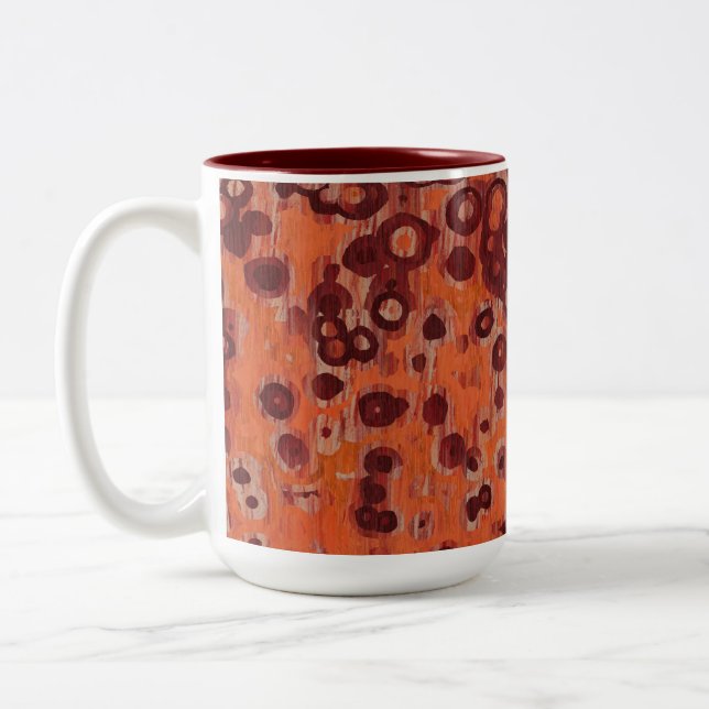 Geometrisch rot und orange zweifarbige tasse (Links)