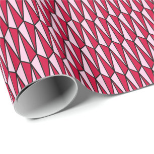 geometrisch, rot und rosa, Rose Mitte des Jahrhund Geschenkpapier