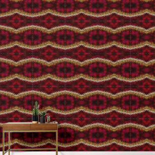 geometrisch rotes und goldenes Muster Tapete