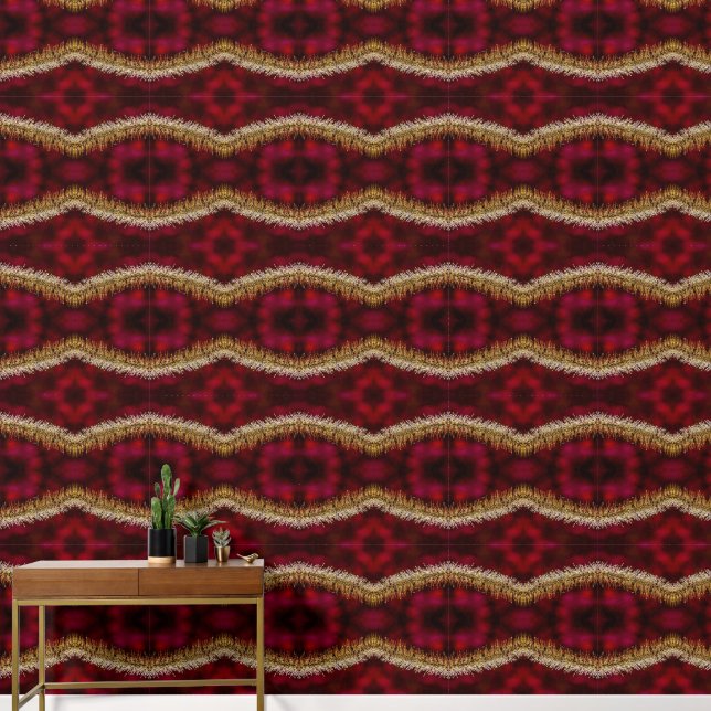 geometrisch rotes und goldenes Muster Tapete (Korridor)