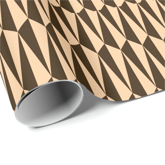 geometrisch, schokolade und pfirsichfarben Mitte d Geschenkpapier (Rolleneckpunkt)
