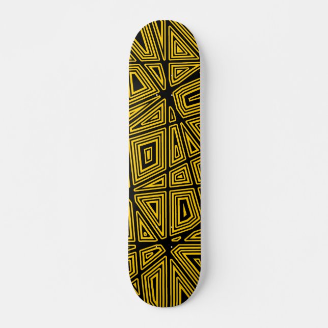 Geometrisch - Schwarz auf orange Skateboard (Vorne)