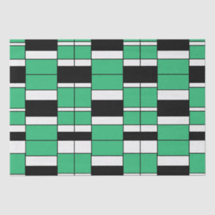 Geometrisch, schwarz, grün Mitte Seidenpapier