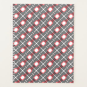Geometrisch, schwarz, rot und weiß planer