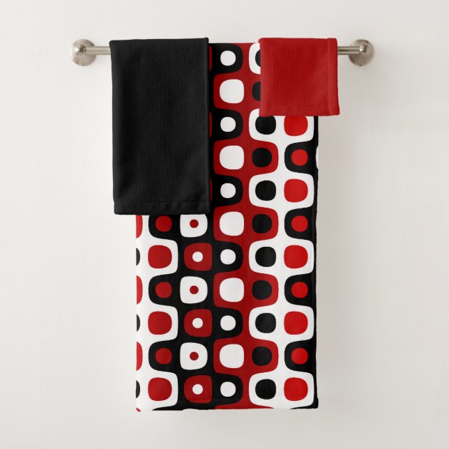 geometrisch schwarz-rot-weiß badhandtuch set (Insitu)