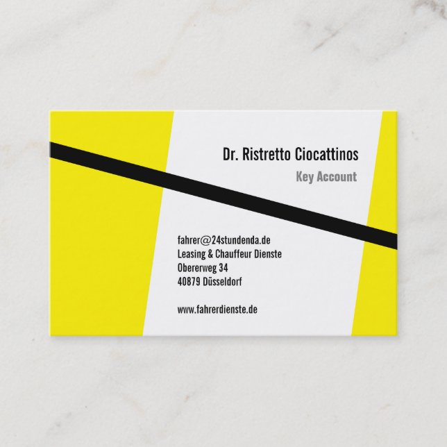 Geometrisch, schwarz und gelb visitenkarte (Vorderseite)