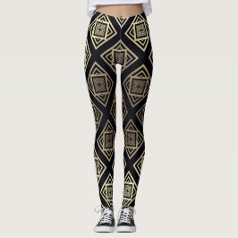 Geometrisch, schwarz und Gold Leggings