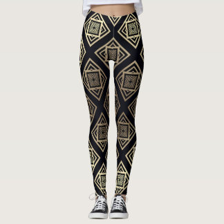 Geometrisch, schwarz und Gold Leggings