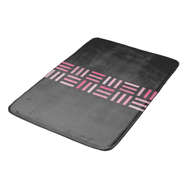 Geometrisch, schwarz und rosa badematte (Schrägansicht)