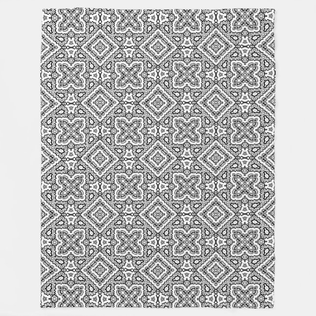 geometrisch-schwarz-weiß-ethnische Muster Fleecedecke (Vorderseite)