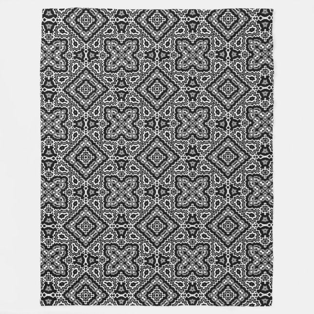 geometrisch-schwarz-weiß-ethnische Muster Fleecedecke (Vorderseite)