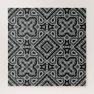 geometrisch-schwarz-weiß-ethnische Muster Puzzle