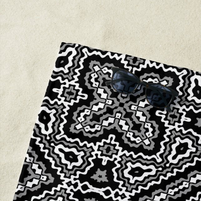 geometrisch-schwarz-weiß-ethnische Muster Strandtuch (Beispiel)