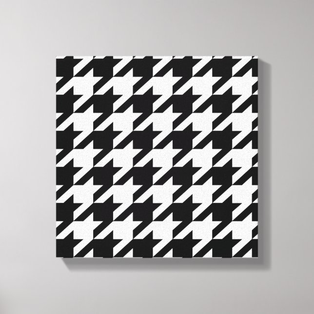 geometrisch Schwarz-weißes Hahnentrittmuster Leinwanddruck (Vorderseite)