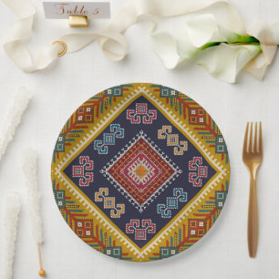 Geometrisch Vintag klassische Mode-trendy bunt Pappteller