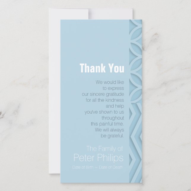 Geometrisch wählen Sie Beileid der Farbe1 danken Dankeskarte (Vorderseite)