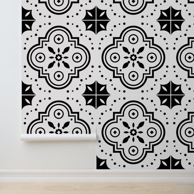 geometrisch weiß und schwarz tapete (Anwendung)
