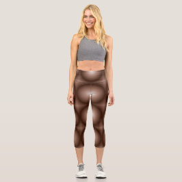 Geometrische 3D Circle Dunkelbraune Mocha Mousse W Capri Leggings