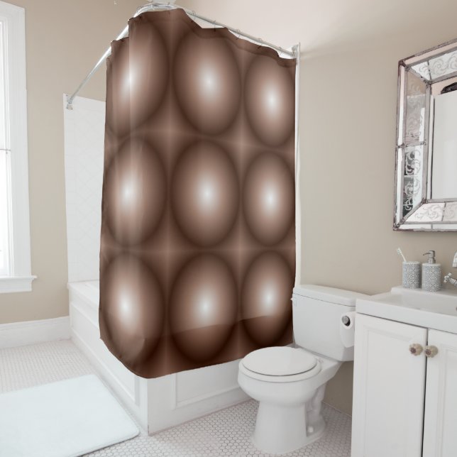 Geometrische 3D Circle Dunkelbraune Mocha Mousse W Duschvorhang (Beispiel)