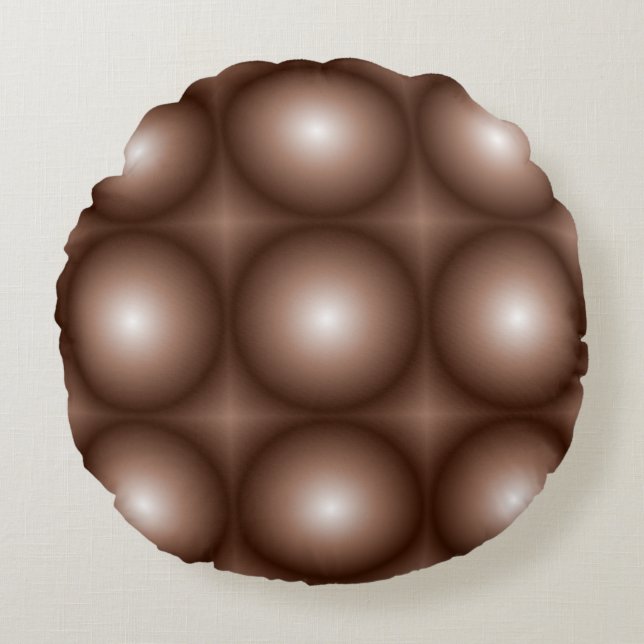 Geometrische 3D Circle Dunkelbraune Mocha Mousse W Rundes Kissen (Vorderseite)