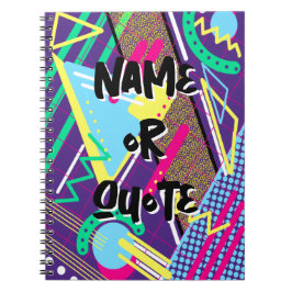 Geometrische 90er Jahre Retro Pattern Lila 90er Notizblock