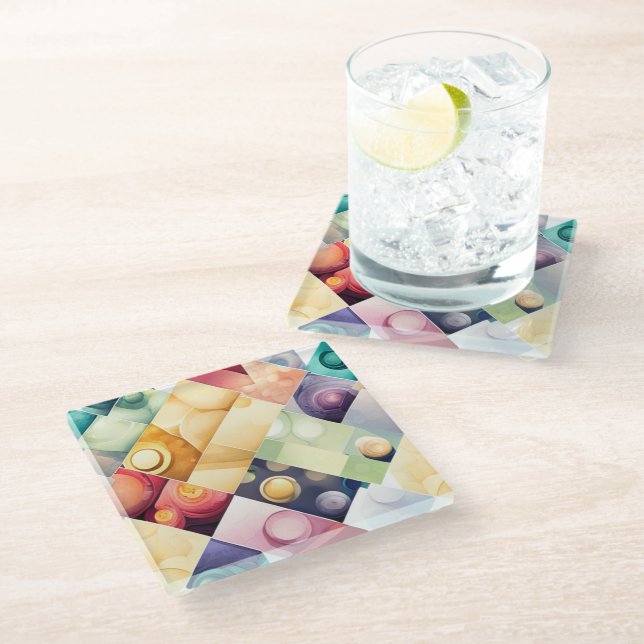 Geometrische Abschnitte Glasuntersetzer (Schrägansicht)