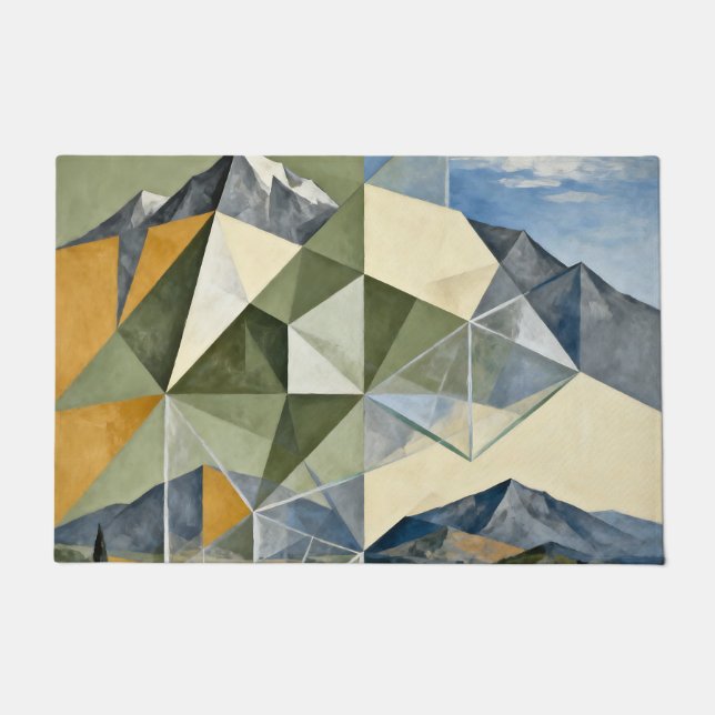 Geometrische abstrakte Berglandschaft Fußmatte (Vorderseite)