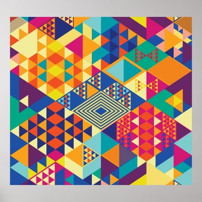 Geometrische, abstrakte Elemente, Vintages Muster. Poster (Vorne)