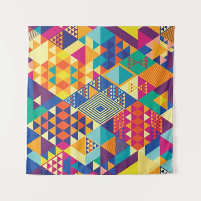 Geometrische, abstrakte Elemente, Vintages Muster. Wandteppich (Vorderseite)