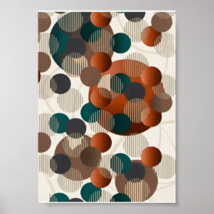 Geometrische abstrakte Kreise Modern Braun und Bla Poster