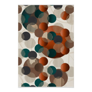 Geometrische abstrakte Kreise Modern Braun und Bla Poster