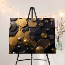 Geometrische Abstrakte Mauer Art - Gold und Bl