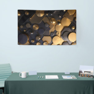Geometrische Abstrakte Mauer Art - Gold und Bl Banner